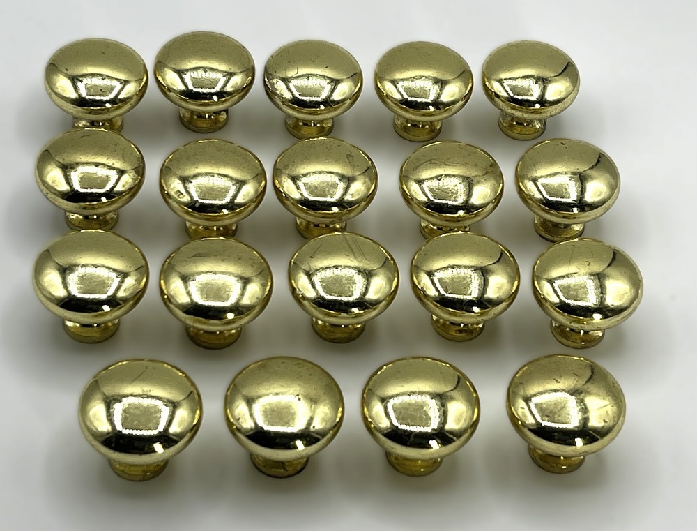 Heavy Solid Brass (Non-Magnetic) Drawer Pulls/Knobs 1" Fair to Good - NO SCREWS