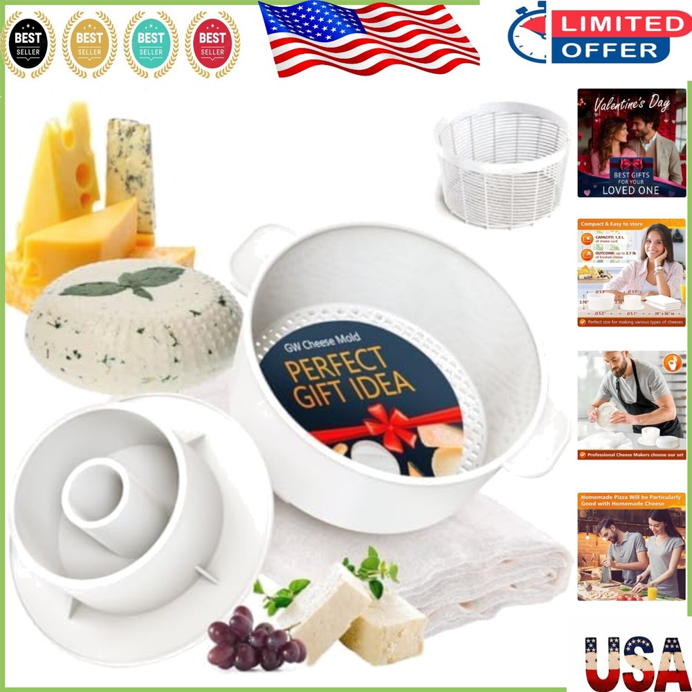 Versatile Cheese Making Kit: Includes Mold, Follower & Reusable Cheesecloth