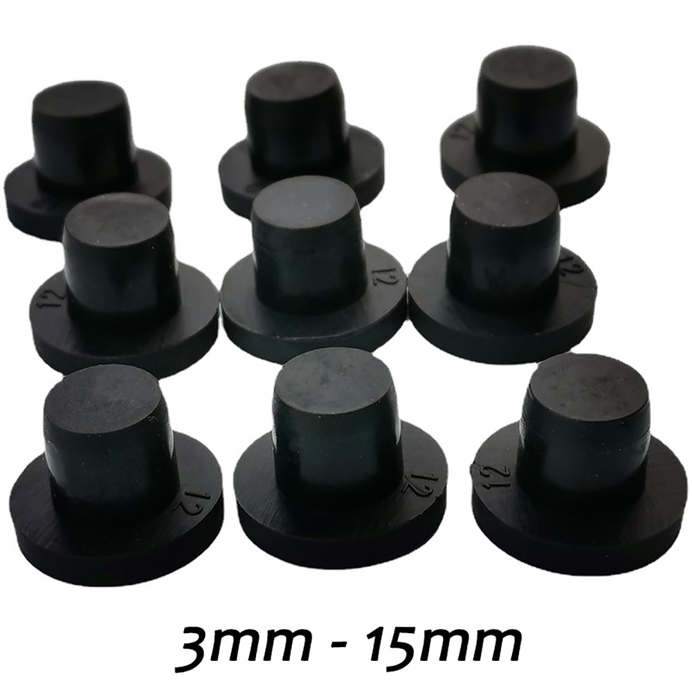 Round Solid Silicone Rubber Drill Hole Plugs Push In Compression Stem 3mm~15mm