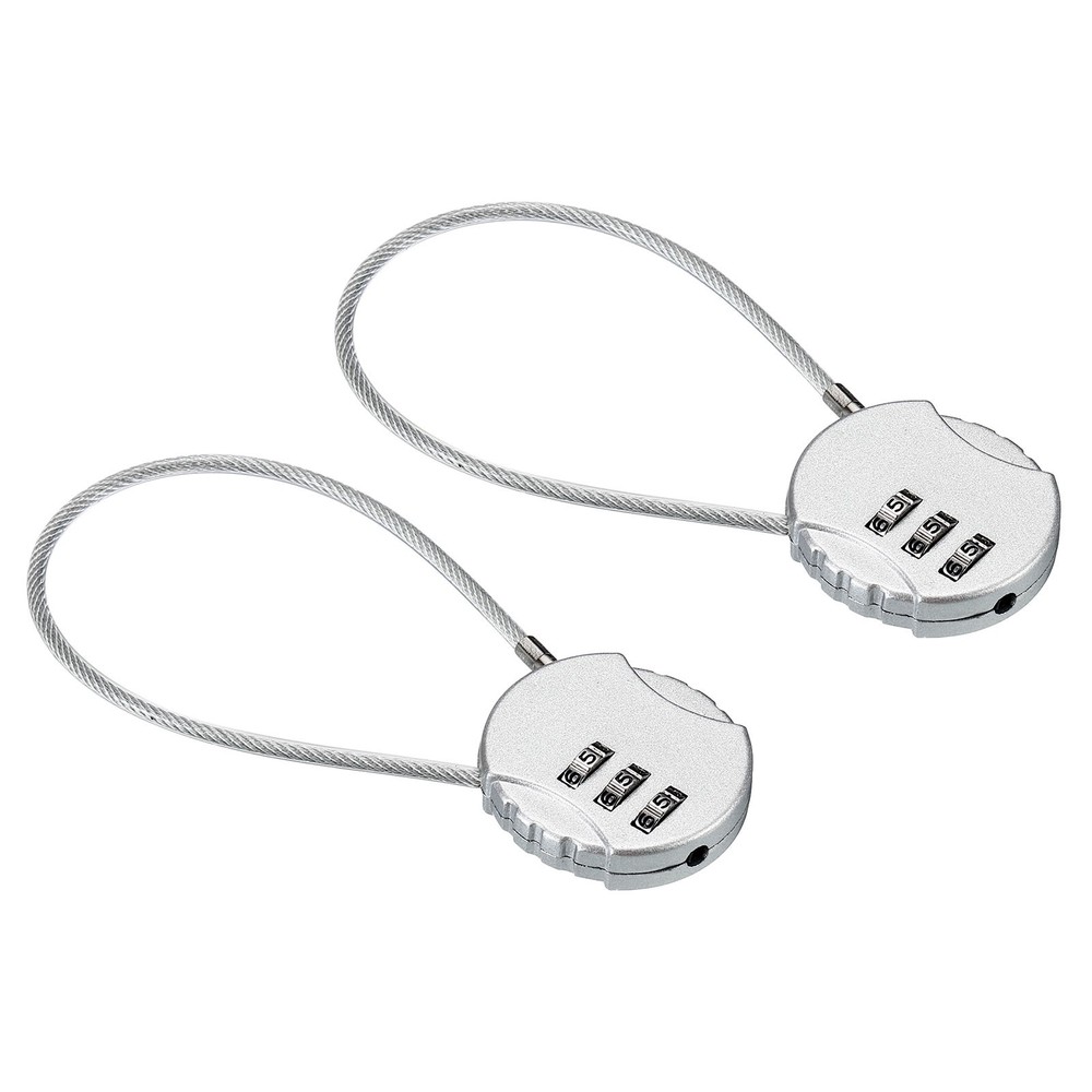 Small Combination Block 7.8", 2pcs 3 Digit Luggage Lock, Silver Tone