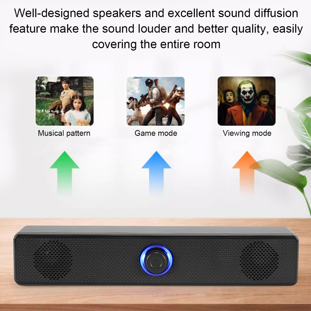 USB Stereo Sound Computer Speaker Wired USB Soundbar Desktop PC Speaker 3.5mm
