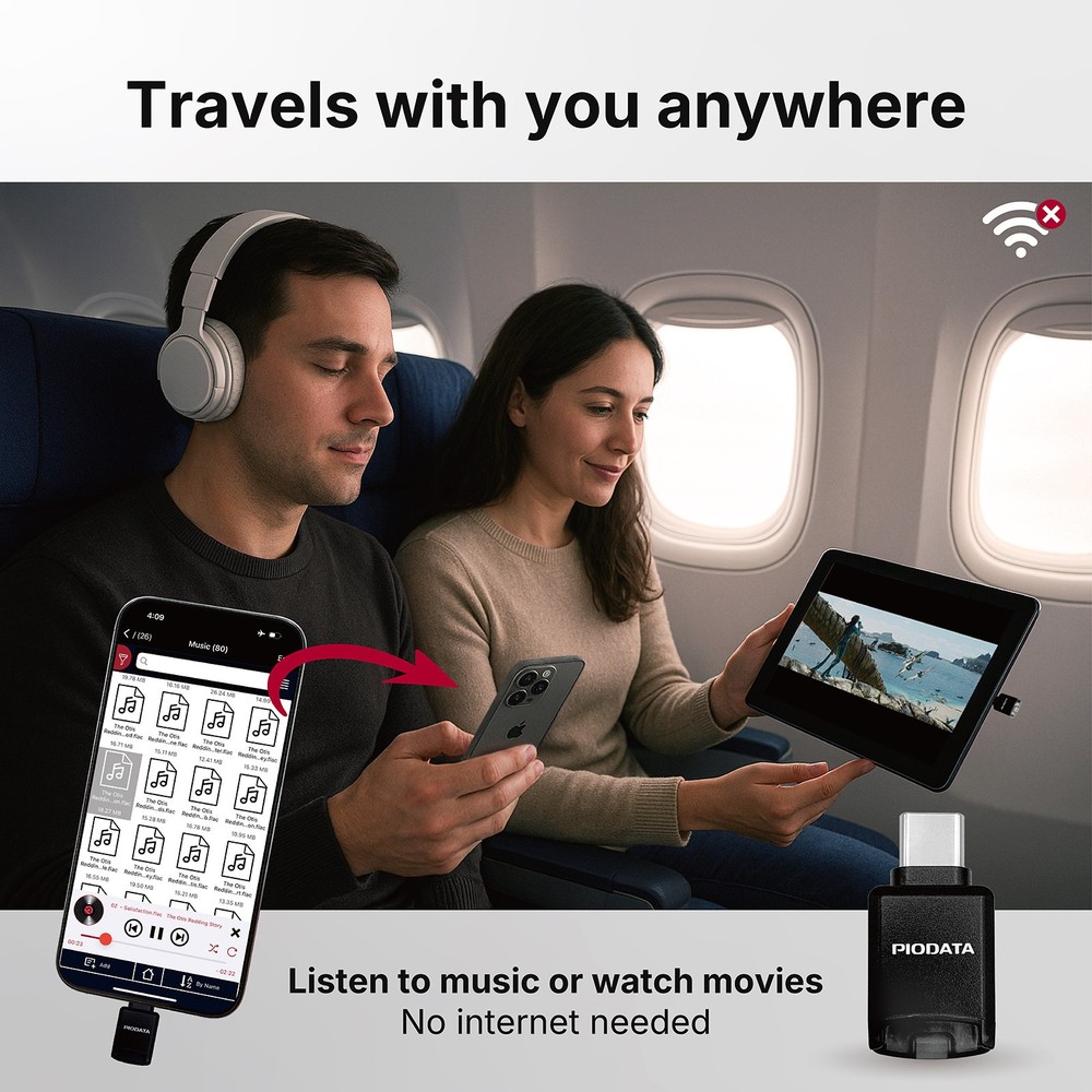 PioData Micro SD Card Reader for USB C iPhone, iPad, Android iXflash Q mini APP