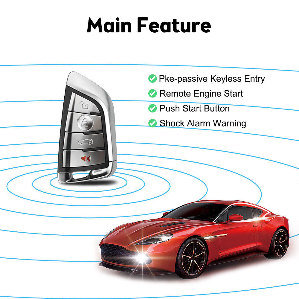 Car Keyless Entry Engine Start Alarm System Push Button Remote Starter US