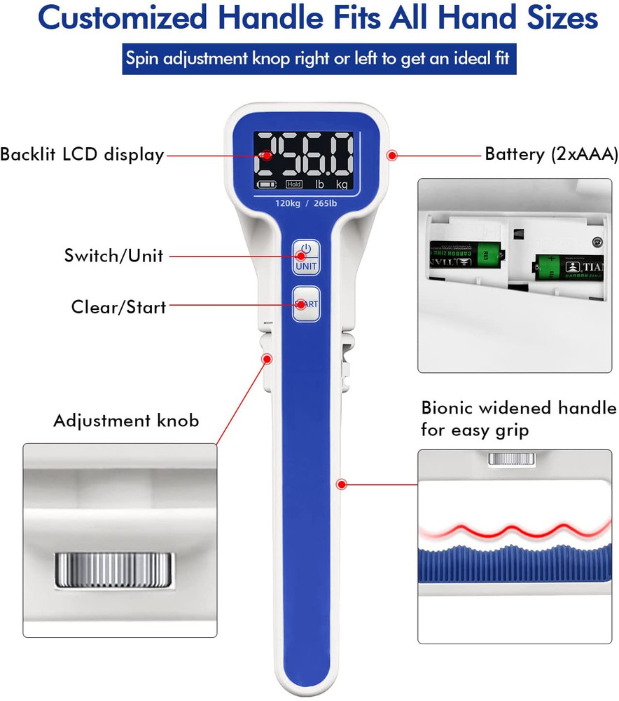 Digital Hand Dynamometer For Grip Strength Testing And Training NEW