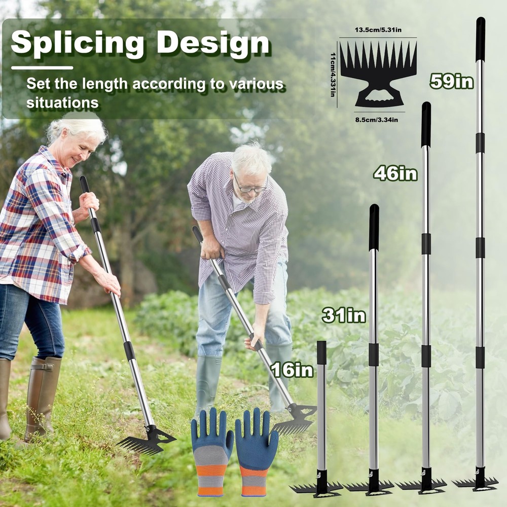 Weed Puller Tool with Long Handle, 60" Manual Weeder Remover Tool, 2 in 1 11-...