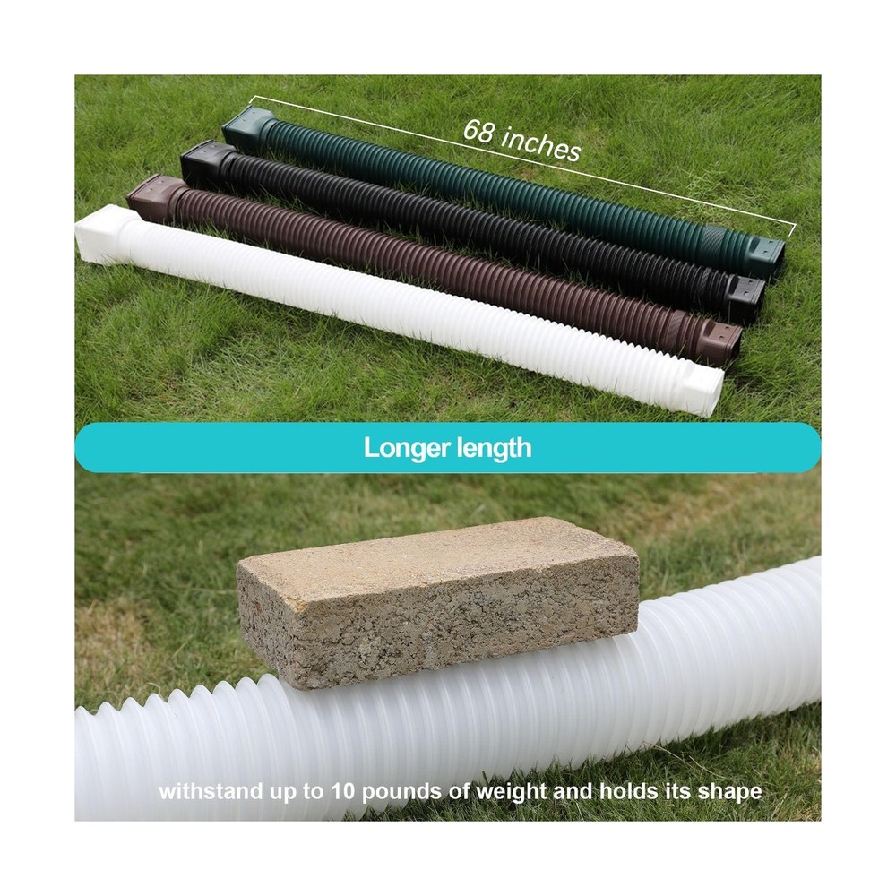 White-2pack Rain Gutter Downspout Extensions Flexible, Drain Downspout Extend...