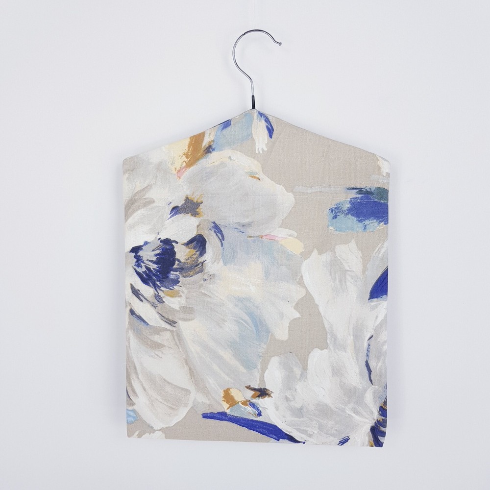 Peg Bag Handmade Blue Beige Floral Patterned Lined Laundry Clothes Peg Holder