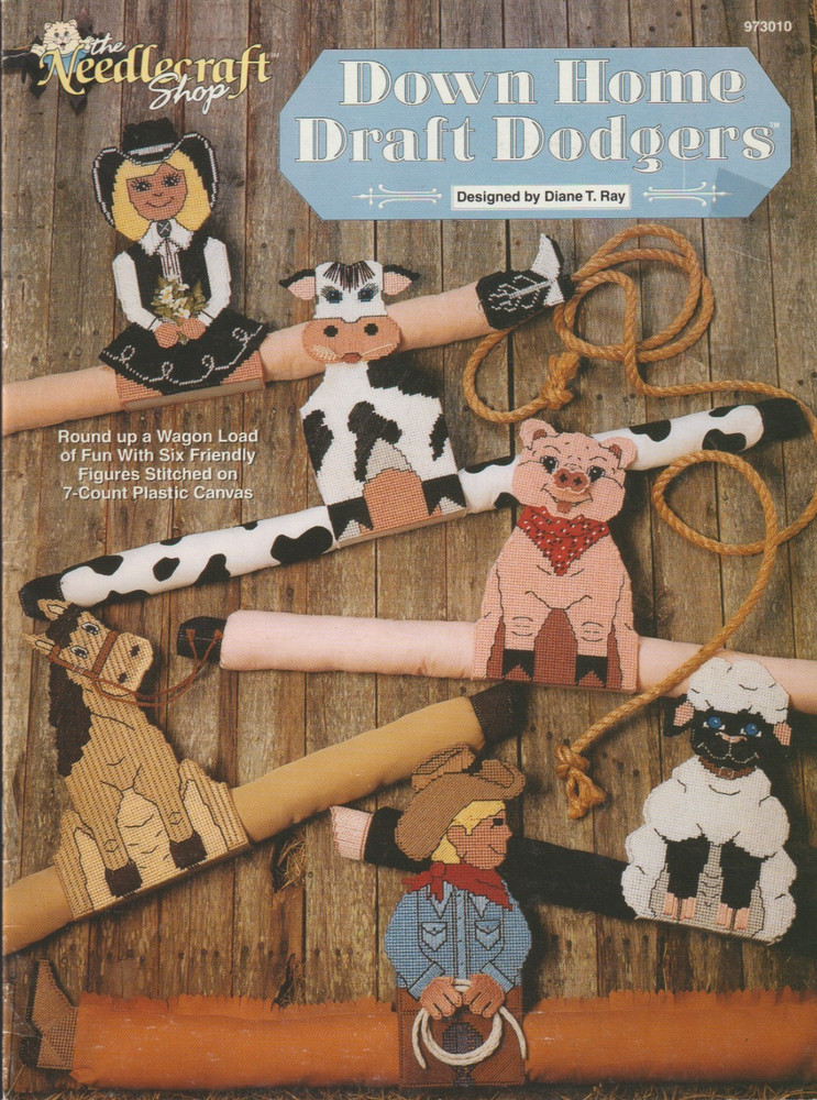 Down Home Draft Dodgers - PLASTIC CANVAS PATTERN - Horse Cow Pig Cowboy lamb