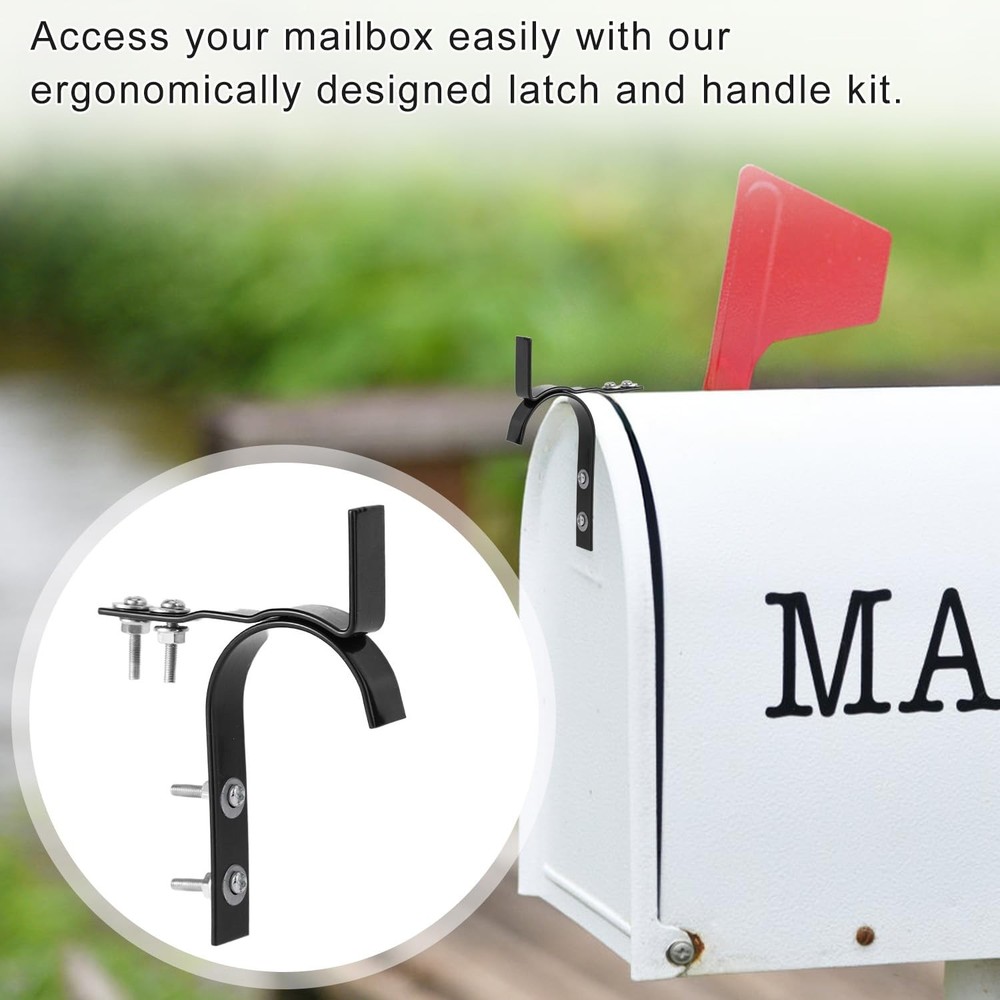 Mailbox Latch and Handle Kit, Metal Secure Replacement Set for black, silver