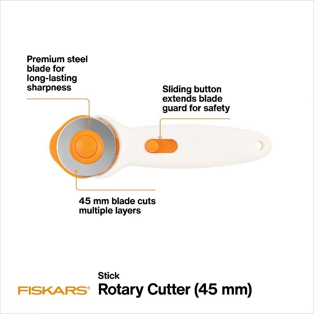 3-Piece Fabric Cutting Set: White Rotary Cutter, Gray Cutting Mat