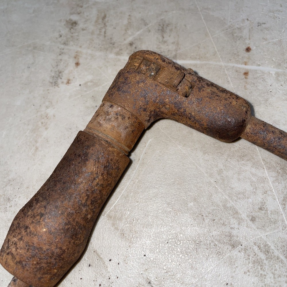 Vintage Hand Drill 10” Sweep Rusted But Working With Bit