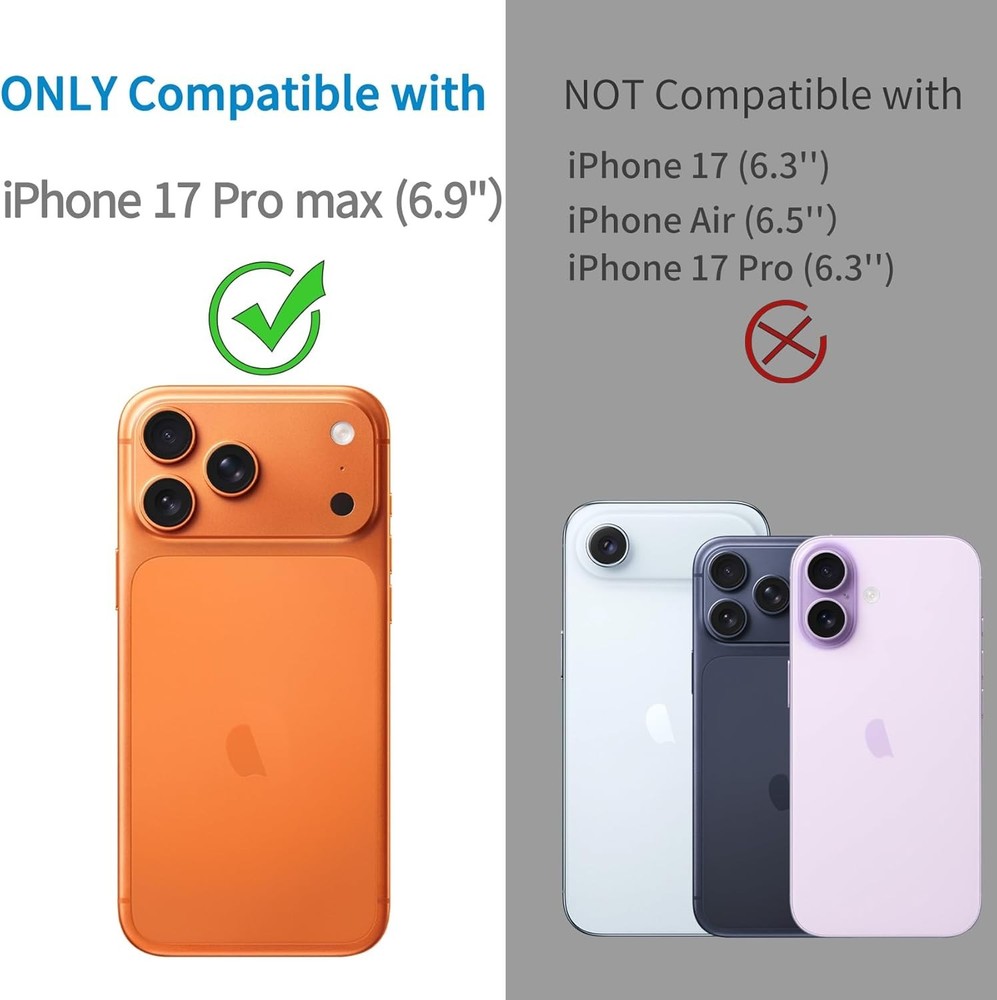 3 Pack Camera Lens Protector for iPhone 17 Pro 17 Max, Clear