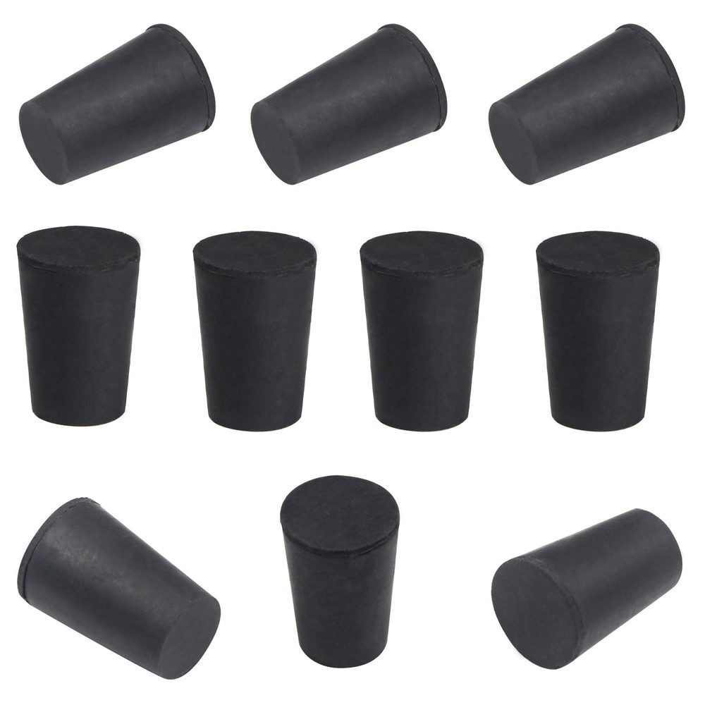 10pcs 0# Black Tapered Shaped Solid Rubber Stopper for Lab Black-0#,