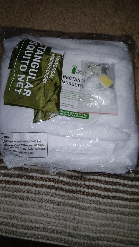 UNIVERSAL BACKPACKERS- REACTANGULAR MOSQUITO NET- 79" X 71" X 71" - NEW- WHITE