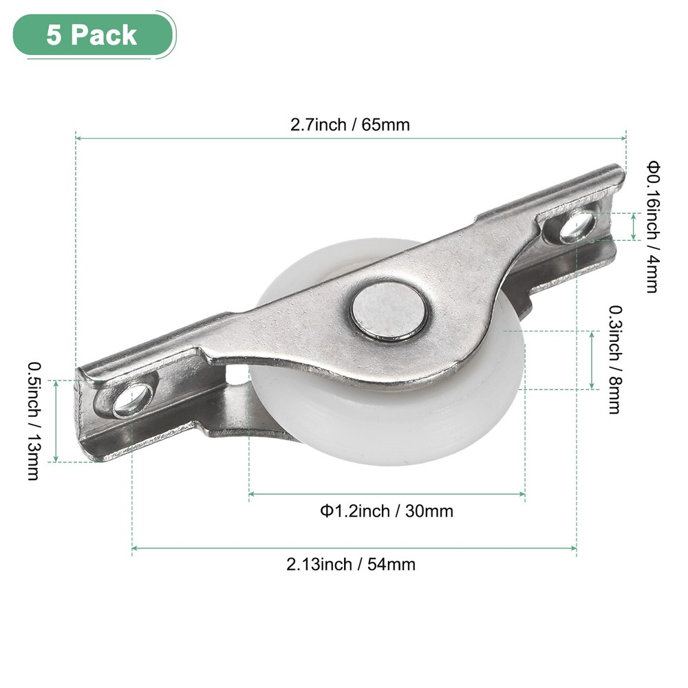 5-Pack Screen Door Rollers, 30mm/1.18" Dia Nylon Single Wheel [White]