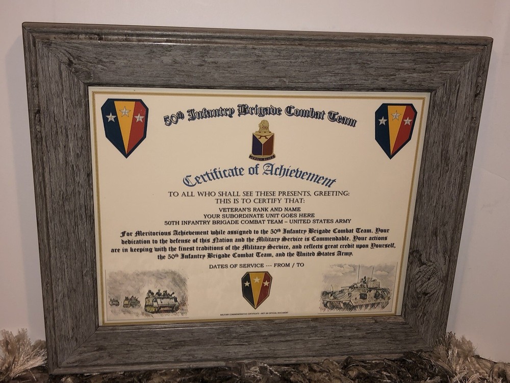 50TH INFANTRY BRIGADE COMBAT TEAM - COA / (COMMEMORATIVE CERTIFICATE)