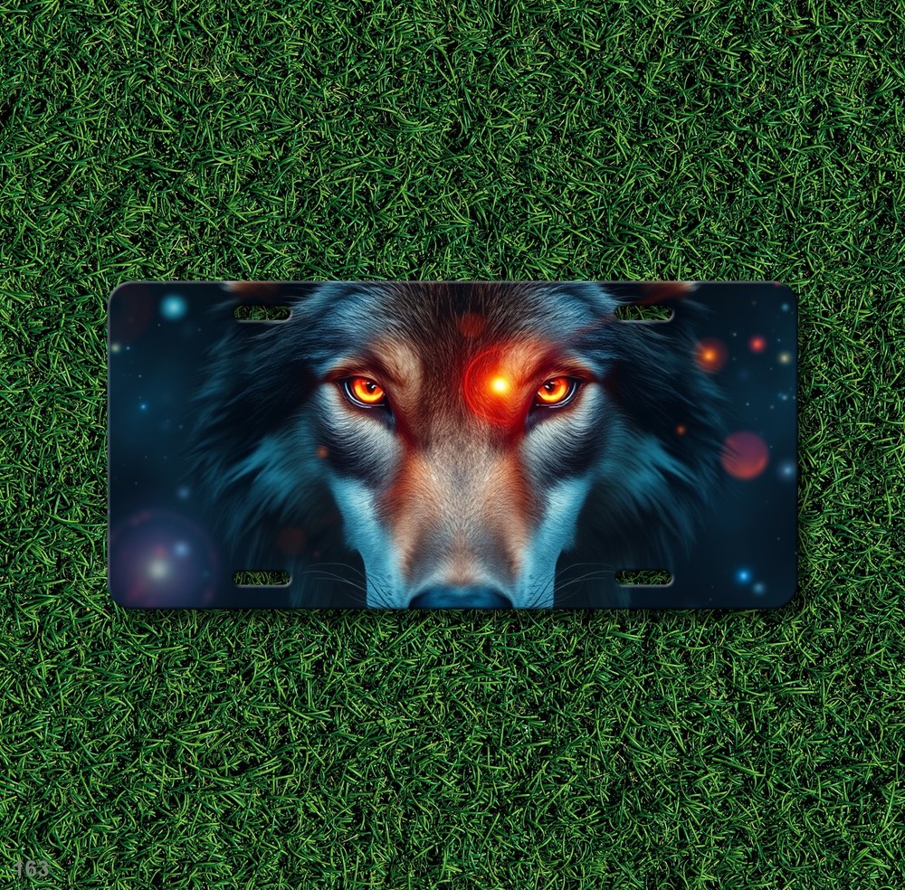 Powerful Wolf License Plate Optional Text Vanity Plate Gift Idea