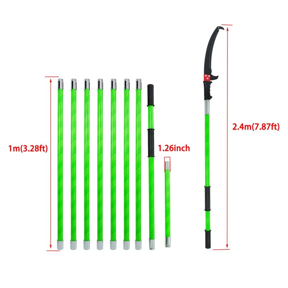 30 Feet Tree Pole Pruner Durable Tree Trimmers Handle Green Manual Branches