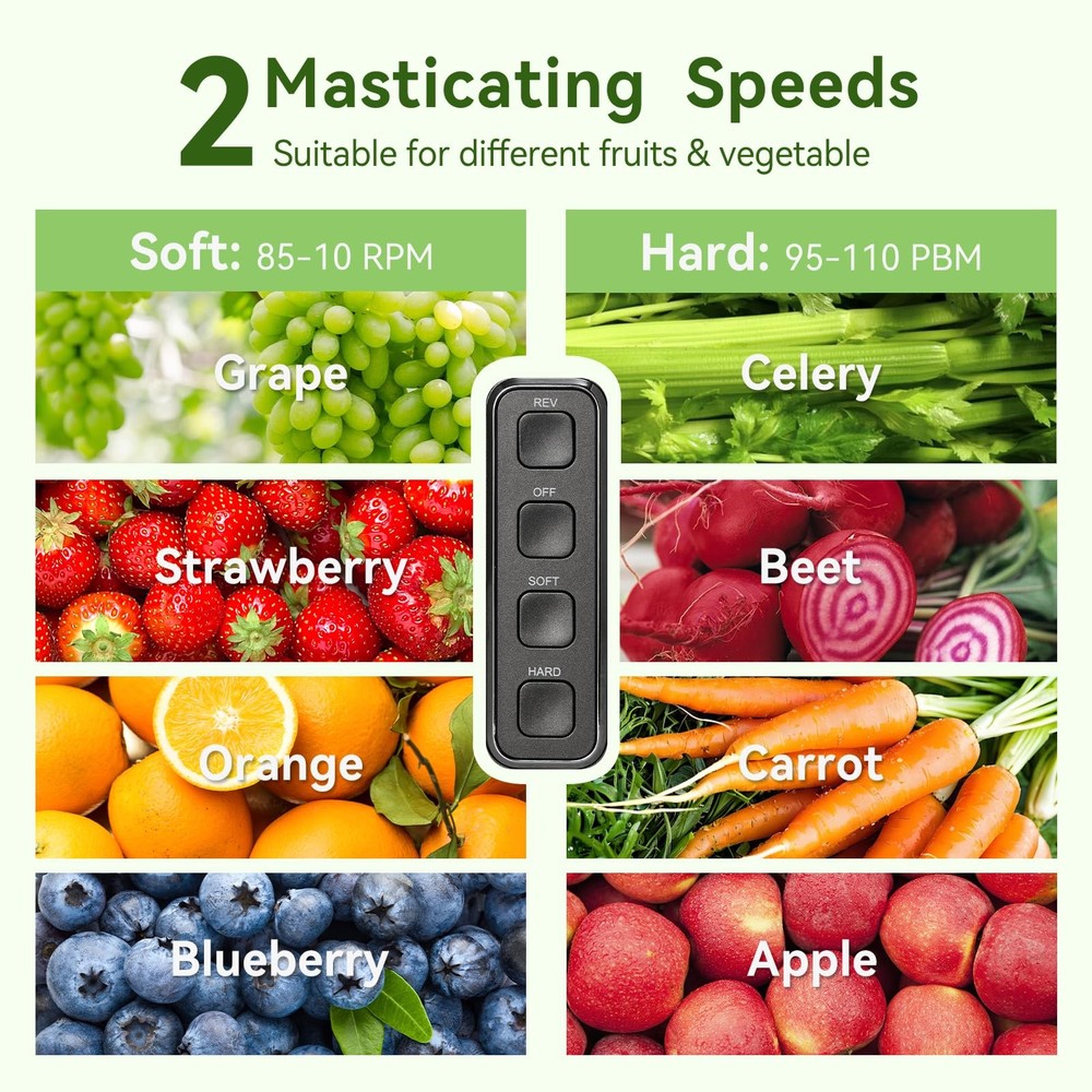 Juicer Machine,Slow Masticating Juicer with 2 Speed Modes & Quiet Motor,Cold ...