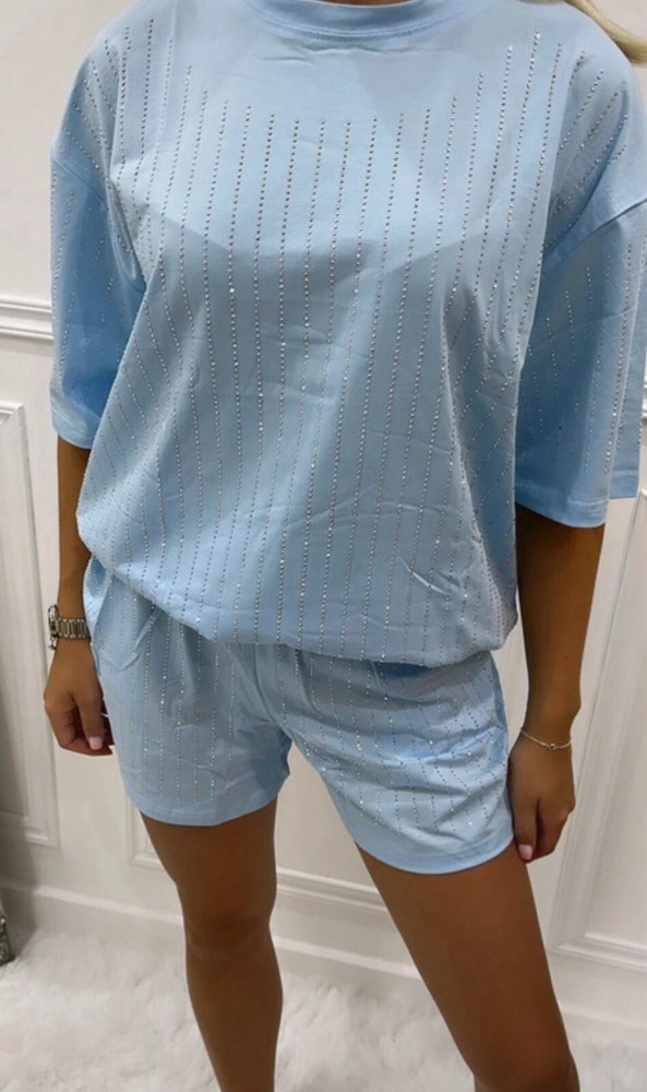 Sky Blue diamante Two Piece Set