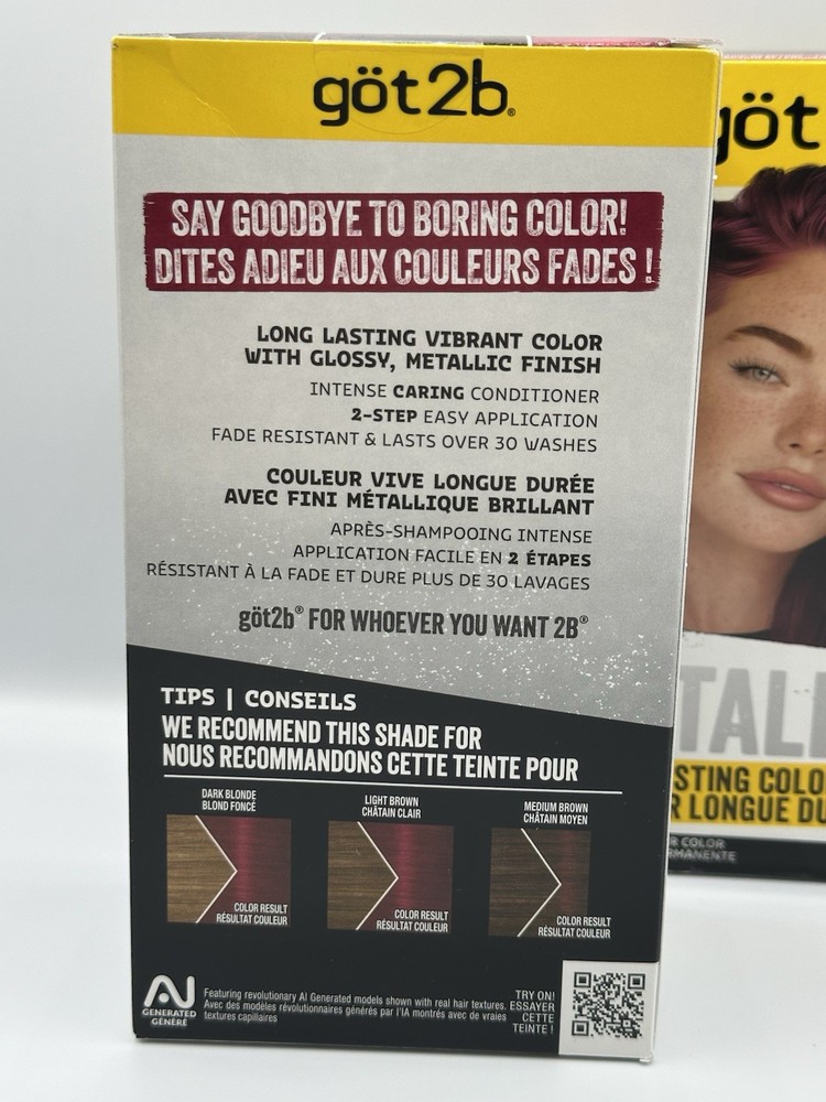 2 Schwarzkopf Got2b Metallics Permanent Hair Color, Dark Ruby