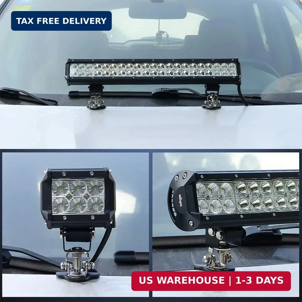 2PCS Car LED Light Bar Mounting Bracket, Adjustable Automotive LED Work Light Mo