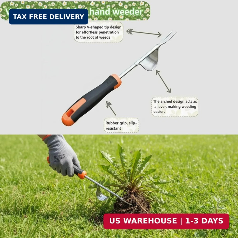 Weed Puller Tool, portable garden tool, Four-Tined Weeding Tool, Uprooting Weedi
