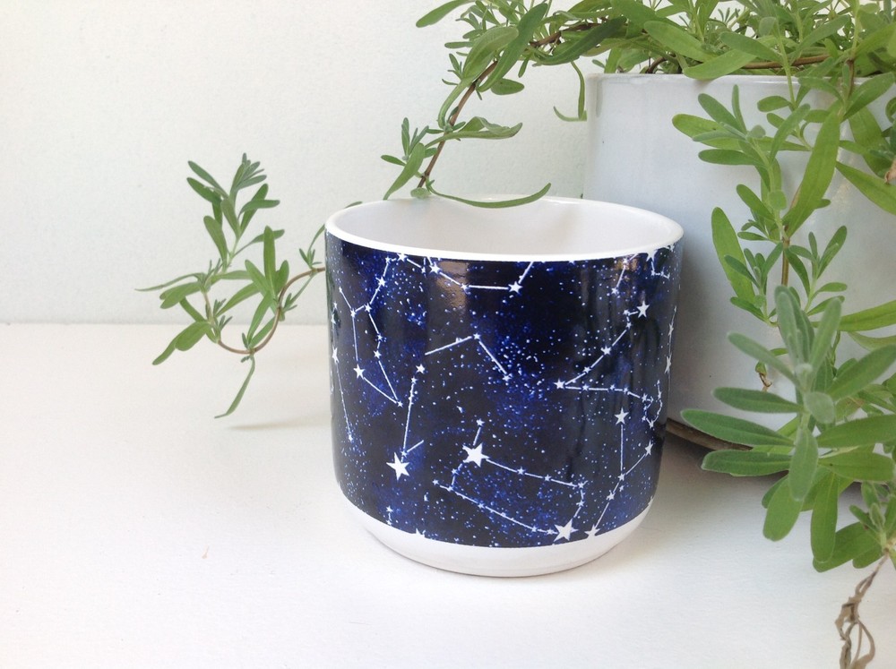 Constellation midnight blue & white ceramic planter, bowl, organization, etc