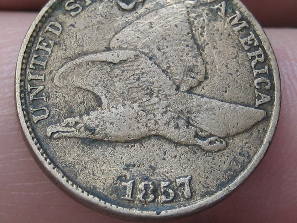 1857 Flying Eagle Penny One Cent- Fine/VF Details