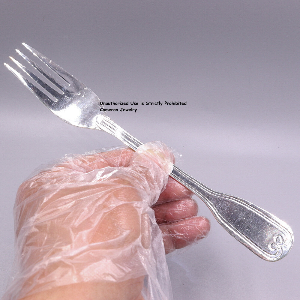 Solid S999 Fine Silver 999 Four Teeth Ruyi Dinnerware Fruit Fork 69-70g 7.8inch