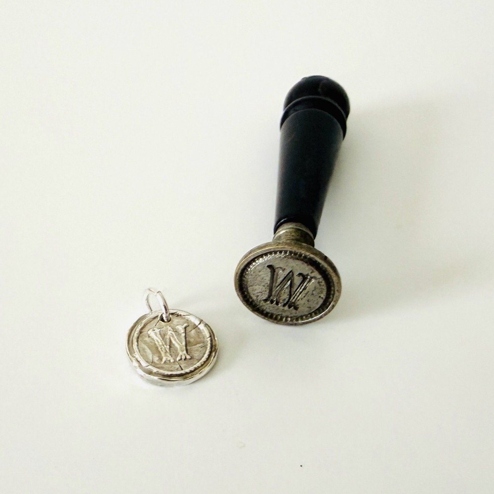 Antique Initial Wax Seal Stamp M or W