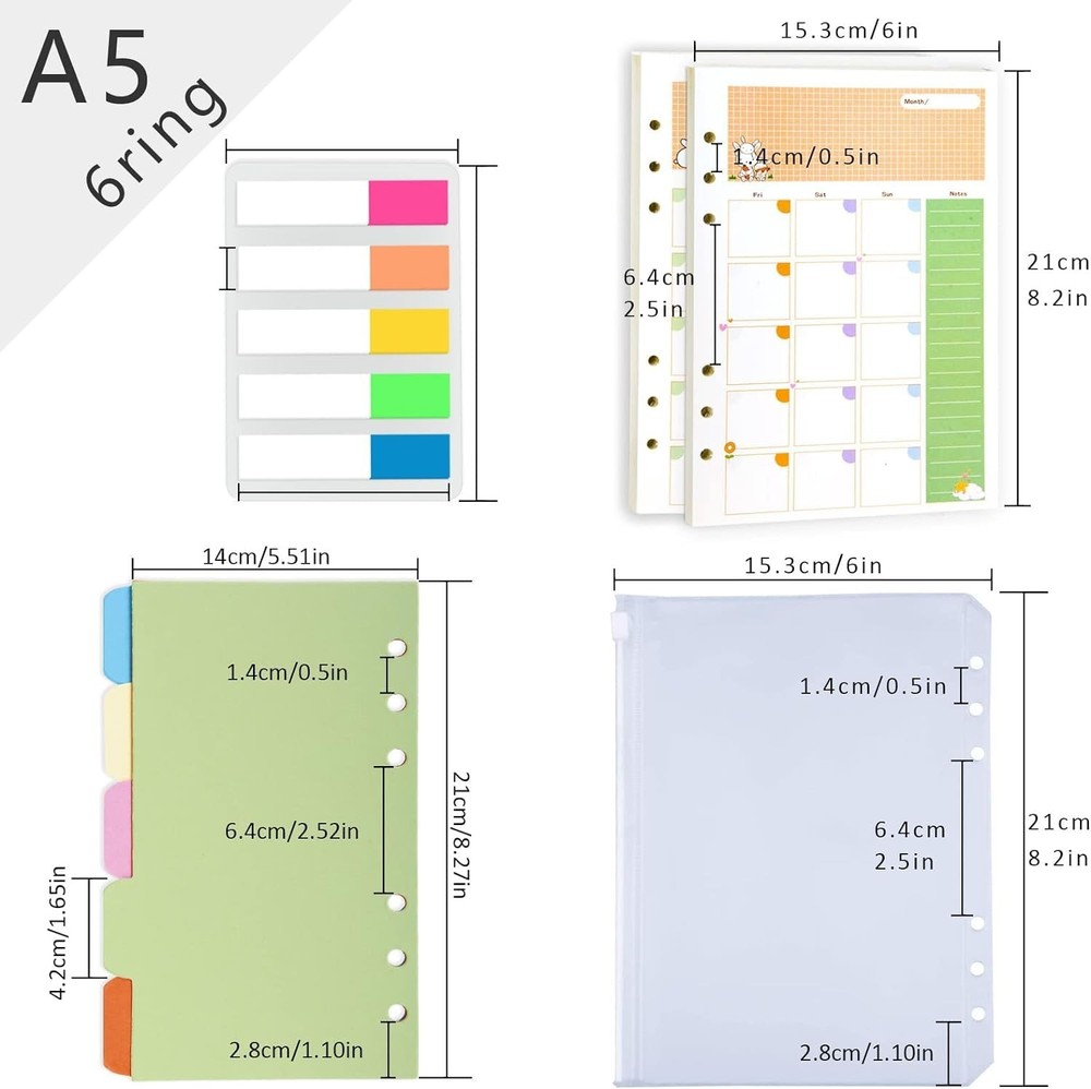 Rancco A5 Planner Inserts Monthly Junior Size, Refills