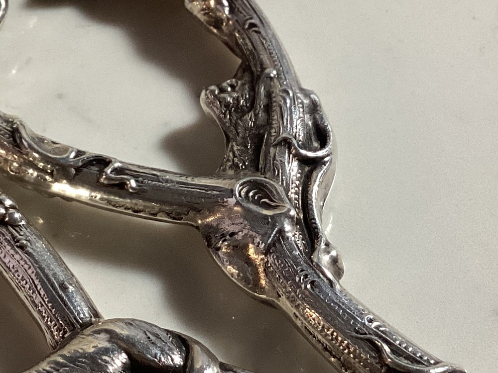 ANTIQUE INCREDABLE AUTHENTIC SIGNED STERLING SILVER REPOUSE SCISSORS NO RES