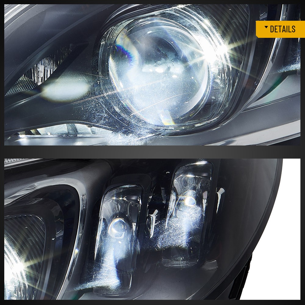 LED Headlights w/Sequential For 2015-2018 Mercedes Benz C-Class Halogen version