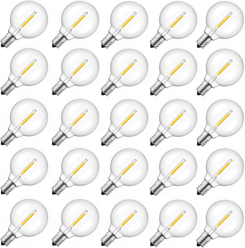 G40 Replacement Light Bulbs, 25 Pack 5W Clear Globe Bulb fits E12 C7