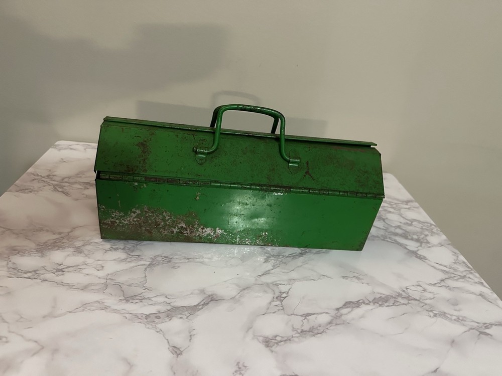 Vintage Steel Tool Box With Split Top