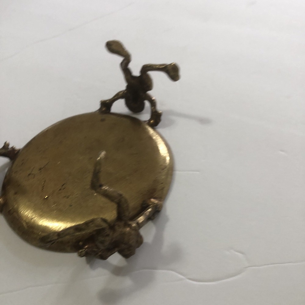 Antique Georgian Solid Brass Tazza Dish Centrepiece Held By Three Frogs