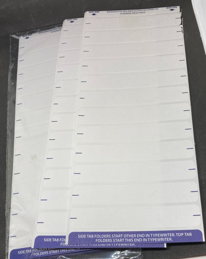 NAME LABEL, WHITE 5/8" X 3-1/2" FILE FOLDER LABEL.  SELF ADHESIVE, BLUE MARKS