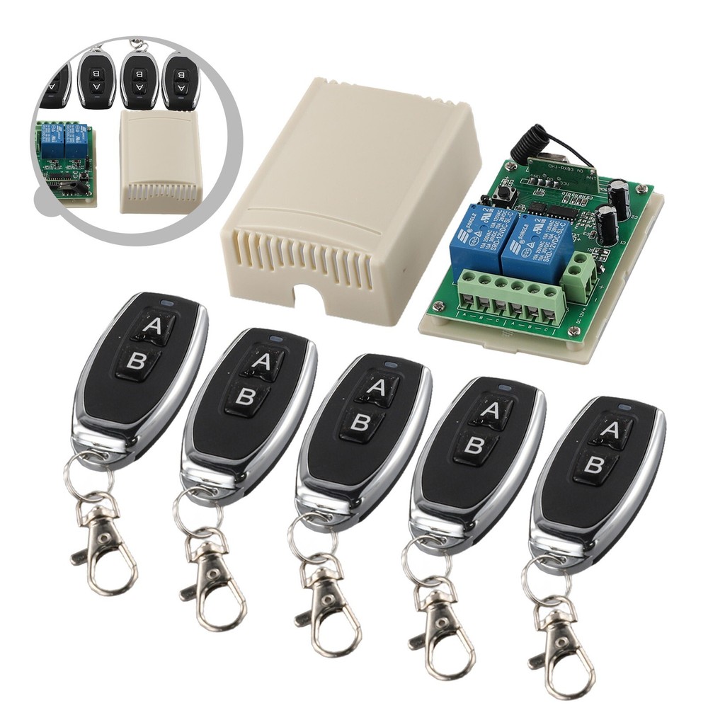 2 Channel Garage Door Remote Control Switch Relay Wireless Transmitter+Receiver