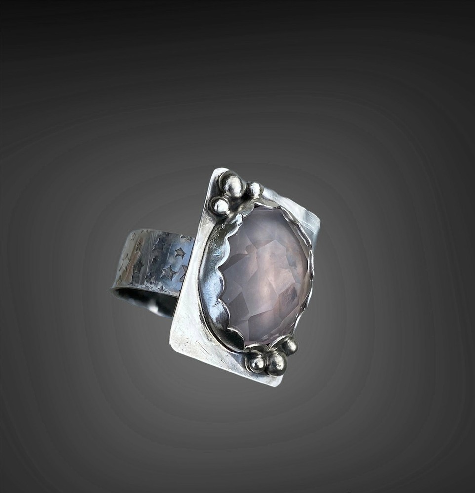 Rose-cut Rose Quartz Ring