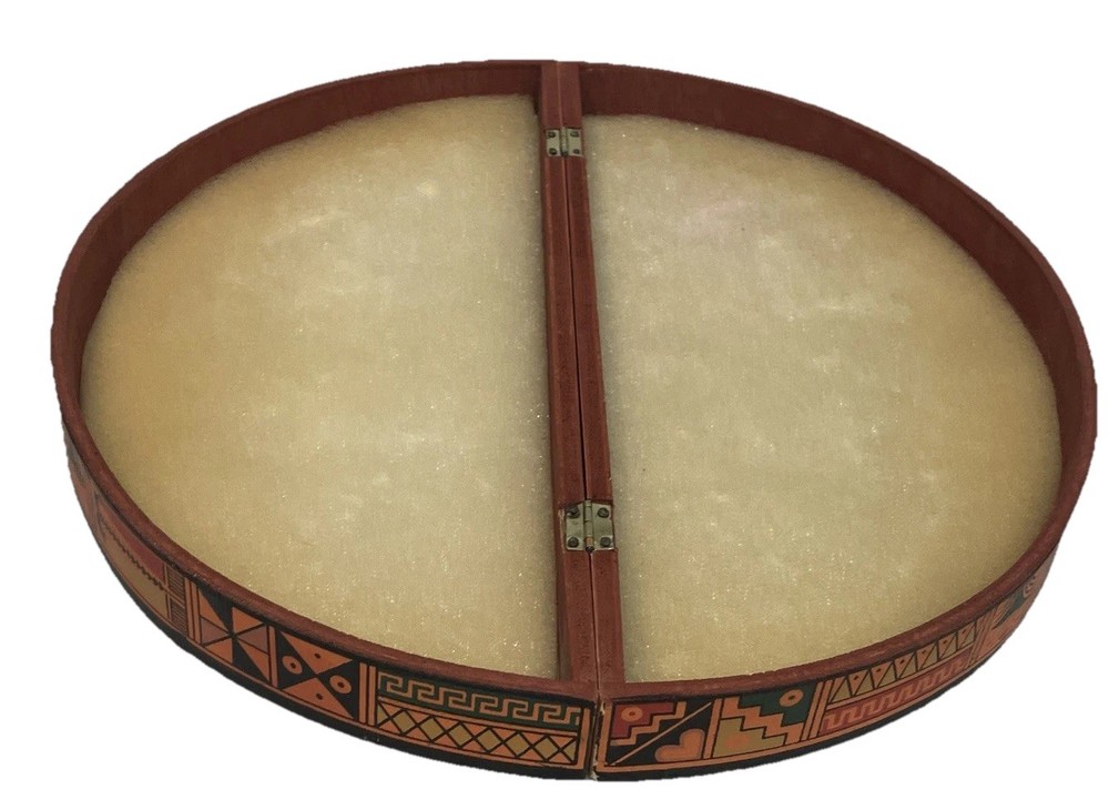Vintage Handcrafted Peruvian Decorative Foldable Round Wooden Chessboard