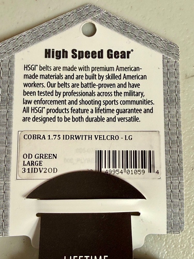 HSGI Cobra Rigger Belt 1.75" Loop-Lined Size LG Olive Drab