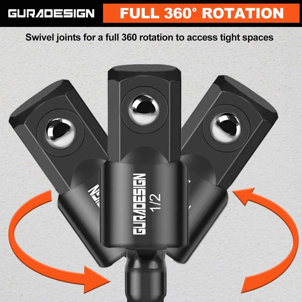 GURADESIGN 9-Piece Impact Drill Socket Adapter Set and Universal Joints Socket S