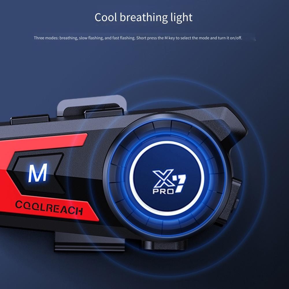 Motorcycle Headset Bluetooth Intercom 2 In 1 Double Microphone X7pro Red