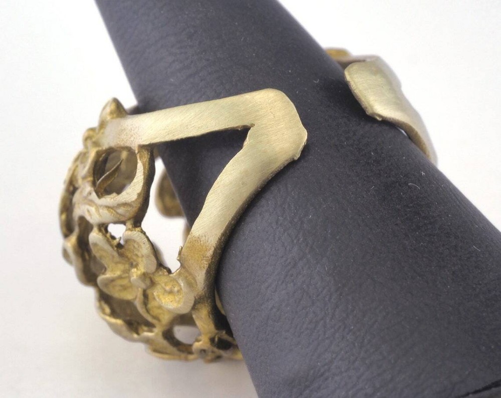 Flowers Ring Adjustable Raw brass (18mm 7.5US inner size) 2732