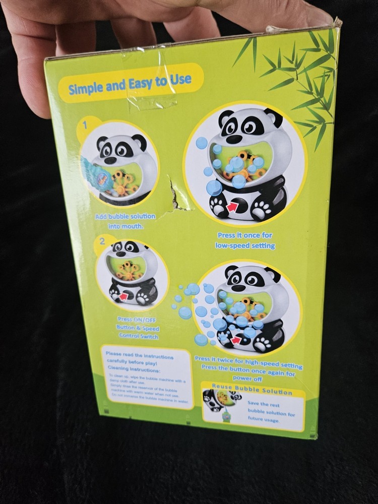 Panda Bubble Machine for Toddlers Kids-2-Speed Bubble Maker Blower+ 8oz Solution