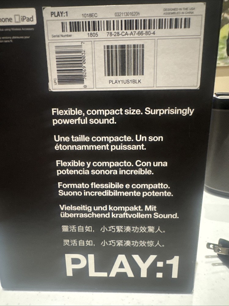 Sonos Play:1 Smart Speaker Black - Tested - Working Complete In Box EUC!