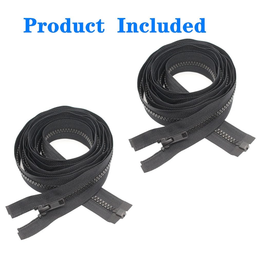 #5 36 Inch Separating Jacket Zippers 2 PCS Black Resin Molded Plastic Bulk