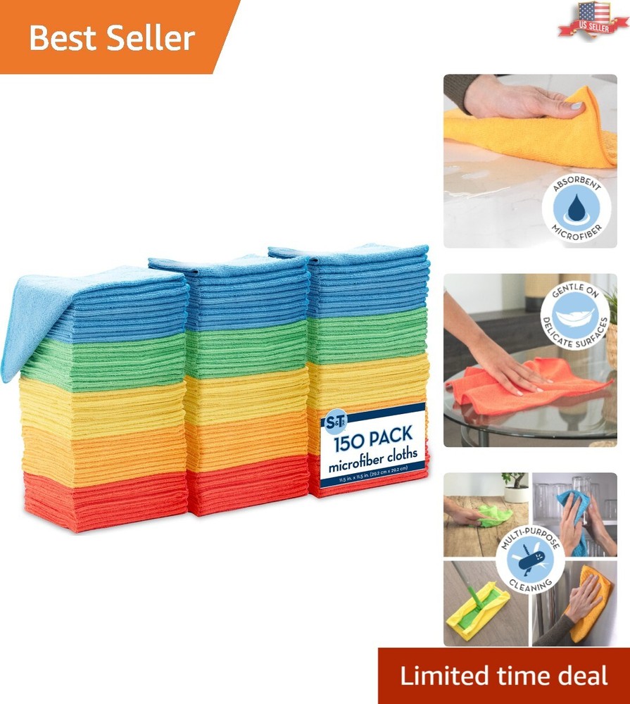 Assorted 150 Pack Microfiber Towels - Perfect for Home & Car Cleaning Needs