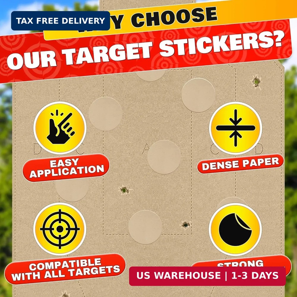 1000 Pcs Target Pasters - 1" IDPA Сardboard Target Stickers - Solid Construction